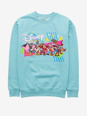 Disney Mint Green Crewneck with Multicolor Cartoon Print
